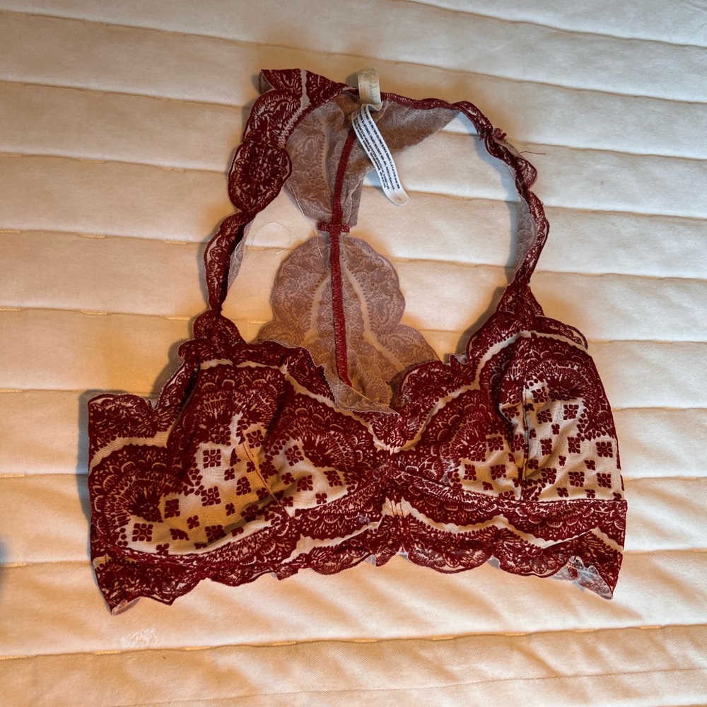 Free People Burgundy Lace Bralette